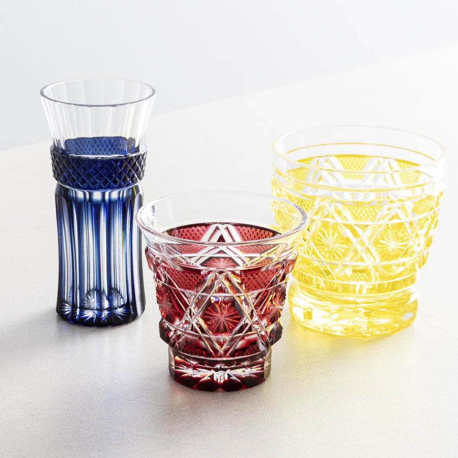 冷酒グラス cut01／金赤 – TSUCHI-YA │ ガラスの器と工芸